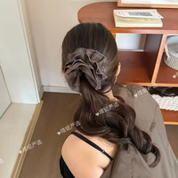 韩系~高级灰条纹布艺香蕉夹马尾半扎发新款气质发夹高级感发饰