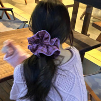 许妍同款两层锁边发圈发绳格纹布艺大肠发圈高级感复古紫色发圈