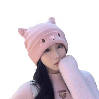 包头帽秋冬款冬天产后坐月子帽针织毛线帽女秋冬可爱堆堆帽显脸小