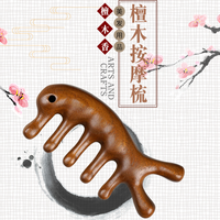按摩梳头部经络网红海豚檀木梳子头皮护理便携木梳子多功能疏通