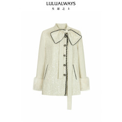 Lulualways 26秋季新款甜系千金氛围感蝴蝶结小香风大衣