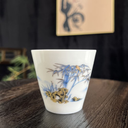 德化白瓷羊脂玉珐琅彩主人单杯闻香杯品茗杯功夫茶具茶盏青花单杯