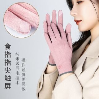 德绒保暖手套女加绒秋冬防寒亲肤韩版修手舒适轻便轻奢骑行开车男
