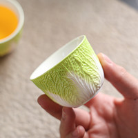 仁峰 羊脂玉瓷白菜杯喝茶茶杯功夫茶杯高档家用品茗杯陶瓷创意茶杯单个