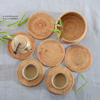 藤编杯垫防烫隔热垫子茶壶垫茶垫茶托高档草编碗垫果盘垫篮子壶承