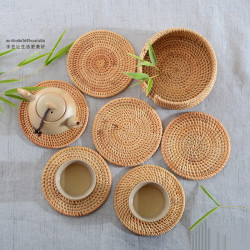 藤编杯垫防烫隔热垫子茶壶垫茶垫茶托高档草编碗垫果盘垫篮子壶承