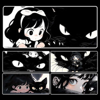 FRCP黑猫动漫鼠标垫超大号可爱卡通加厚女生办公书桌垫电脑键盘垫