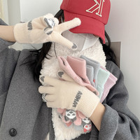 小熊触屏手套冬天加绒保暖防寒手套韩版冬季男女通用运动针织手套