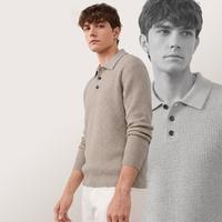 DKNY 春新款美式粗犷柳条元宝针织衫男士polo衫