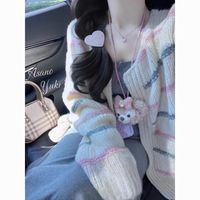 LANAO 兰奥 彩色条纹 宽松慵懒 女士针织衫