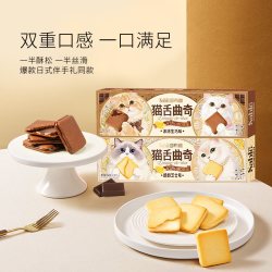 莎布蕾 猫舌曲奇饼干芝士味巧克力夹心饼干巨好吃的解馋日常零食
