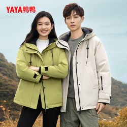 鸭鸭羽绒服 鸭鸭户外徒步羽绒服女士2026反季新品短款连帽登山加厚保暖外套J