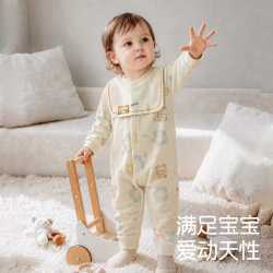 婧麒 春秋季纯棉连体衣宝宝超萌卡通小月龄哈衣爬服