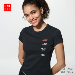 优衣库 Disney x F1® UT/短袖T恤女装印花T恤489254 09 黑色