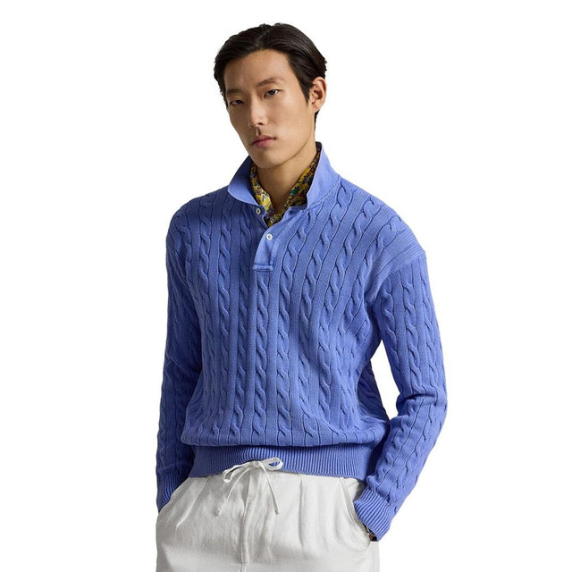 限新用户：RALPH LAUREN Relaxed Fit 男士宽松版型麻花纹棉针织毛衣 二色可选