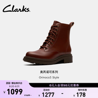 Clarks Orinoco3 Style女鞋秋冬英伦风中筒舒适骑士马丁靴 棕色 261855435 35.5