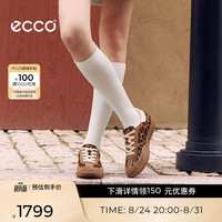 ecco 板鞋女 26年夏季新款休闲鞋百搭复古德训鞋 柔酷11号系列235823 驼色/豹纹/石灰色23582361966 35