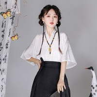 移动端：裳云兮 汉服女《彩蝶》明制织银螺钿马面裙新中式飞机袖日常春夏季