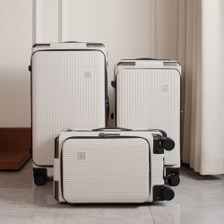 EC欧优英国旅行箱静音万向轮宽拉杆登机箱前开盖三折叠PC行李箱