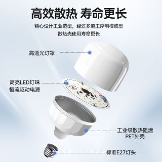 百亿补贴：箭牌照明 箭牌led灯泡E27螺口超亮大功率节能省电家用商用护眼无频闪白光