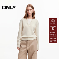 ONLY 2026秋季新款慵懒风纽扣设计感假两件上衣针织衫女|126313004 A06太古白色 XS