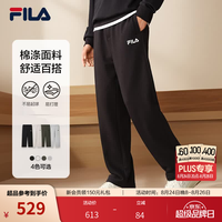 FILA 针织长裤26秋季新款男士舒适直筒裤休闲通勤百搭长裤 正黑色-BK