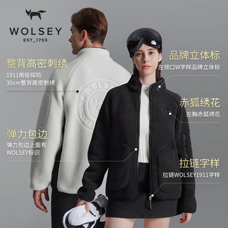 WOLSEY 雪橇经典羊羔绒加厚防风保暖立领抓绒衣 香槟白色 M