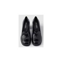 PRADA 女士乐福鞋黑色厚底通勤日常单鞋复古方头金属三角标 黑色 20 |IT37