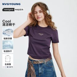 NVG·YOUNG 【凉感】Navigare小帆船圆领短袖T恤女款紫色
