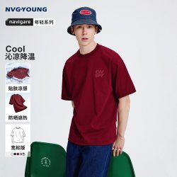 NVG·YOUNG 【凉感】navigare小帆船宽松圆领短袖t恤男