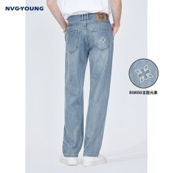 NVG·YOUNG NAVIGARE小帆船猫须水洗牛仔裤男直筒薄款裤子