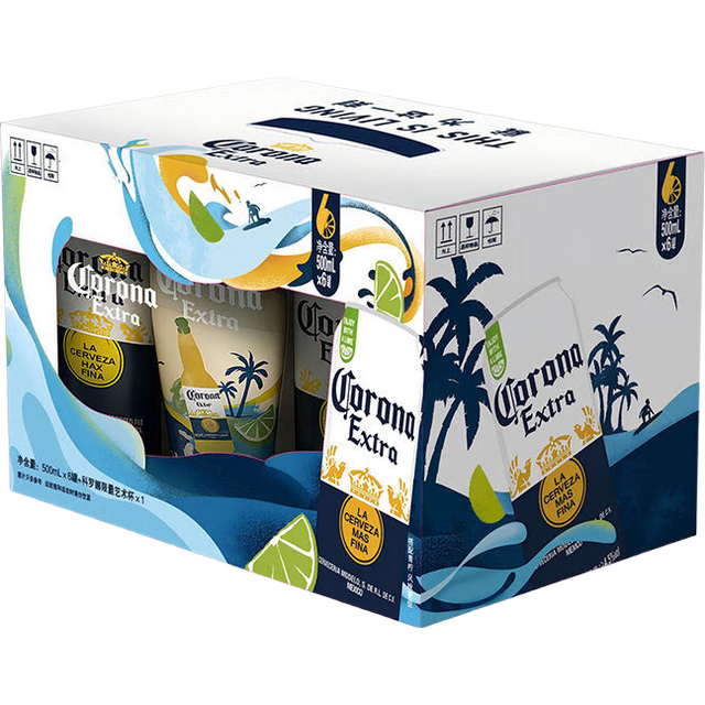 中秋送好礼：科罗娜 特级啤酒 500ml*6瓶 礼盒装 赠杯子