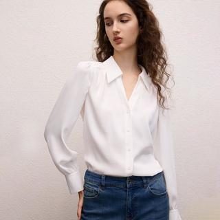 朗姿 简约百搭高智优雅POLO领通勤经典职场轻熟长袖衬衫女式
