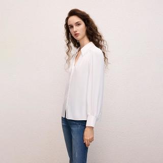 朗姿 简约百搭高智优雅POLO领通勤经典职场轻熟长袖衬衫女式