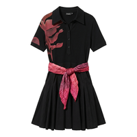Desigual 手绘花卉印花罗纹拼接 连衣裙
