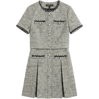 BCBGMAXAZRIA 织带饰边粗花呢连身两件式连衣裙