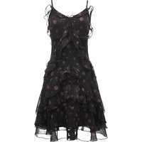 VERO MODA 荷叶边系带玫瑰印花吊带连衣裙