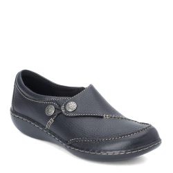 Clarks 女式 Ashland Lane Q 一脚蹬乐福鞋 Black 10 US 窄版