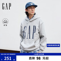 Gap 男女装2026早秋潮流logo印花抓绒连帽宽松卫衣1SS623908 灰色 L (175/96A)亚洲尺码