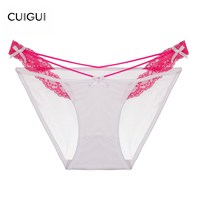 翠闺 「CG」冰感好看蕾丝内裤女新款小心机交叉露腰网纱粉嫩三角内裤