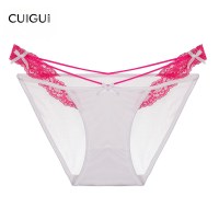 翠闺 「CG」冰感好看蕾丝内裤女新款小心机交叉露腰网纱粉嫩三角内裤