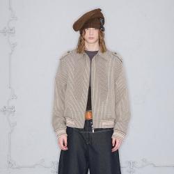 ROCAWEAR ROCA WEAR 宽松休闲复古英伦小格纹肩章绑带领夹克外套