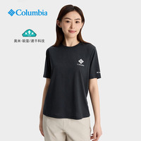 Columbia 26春夏哥伦比亚短袖T恤女户外舒适透气吸湿速干圆领半袖t恤XR6735 010 M