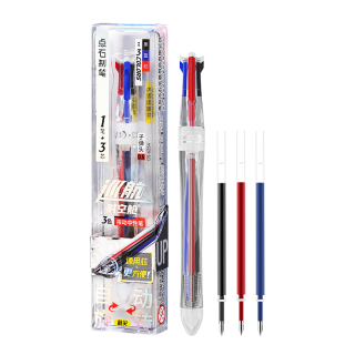 点石文具 6254 三色按动速干中性笔 0.5mm 透明杆