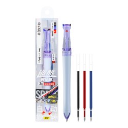 点石文具 点石制笔 6254 巡航时空舱三色按动中性笔 蓝紫杆 0.5mm