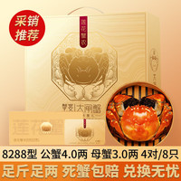 莲花蟹农 大闸蟹礼券8288型公4.0两 母3两4对/8只装螃蟹海鲜水产中秋礼盒礼卡 商务8288型(公4.0母3.0)8只