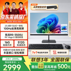 异能者联想投资品牌23.8英寸一体机台式电脑 商务办公家用高刷整机(锐龙R5-3500U 16G 512G) 黑