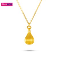 PINKBOX 娉饰珠宝足金招财福袋黄金吊坠拉丝镶钻项链情人节礼物