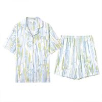 都市丽人 夏季新款睡衣女士短袖短裤甜美卡通可外穿翻领家居服套装