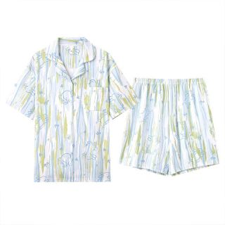 百亿补贴：都市丽人 夏季新款睡衣女士短袖短裤甜美卡通可外穿翻领家居服套装